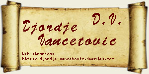 Đorđe Vančetović vizit kartica